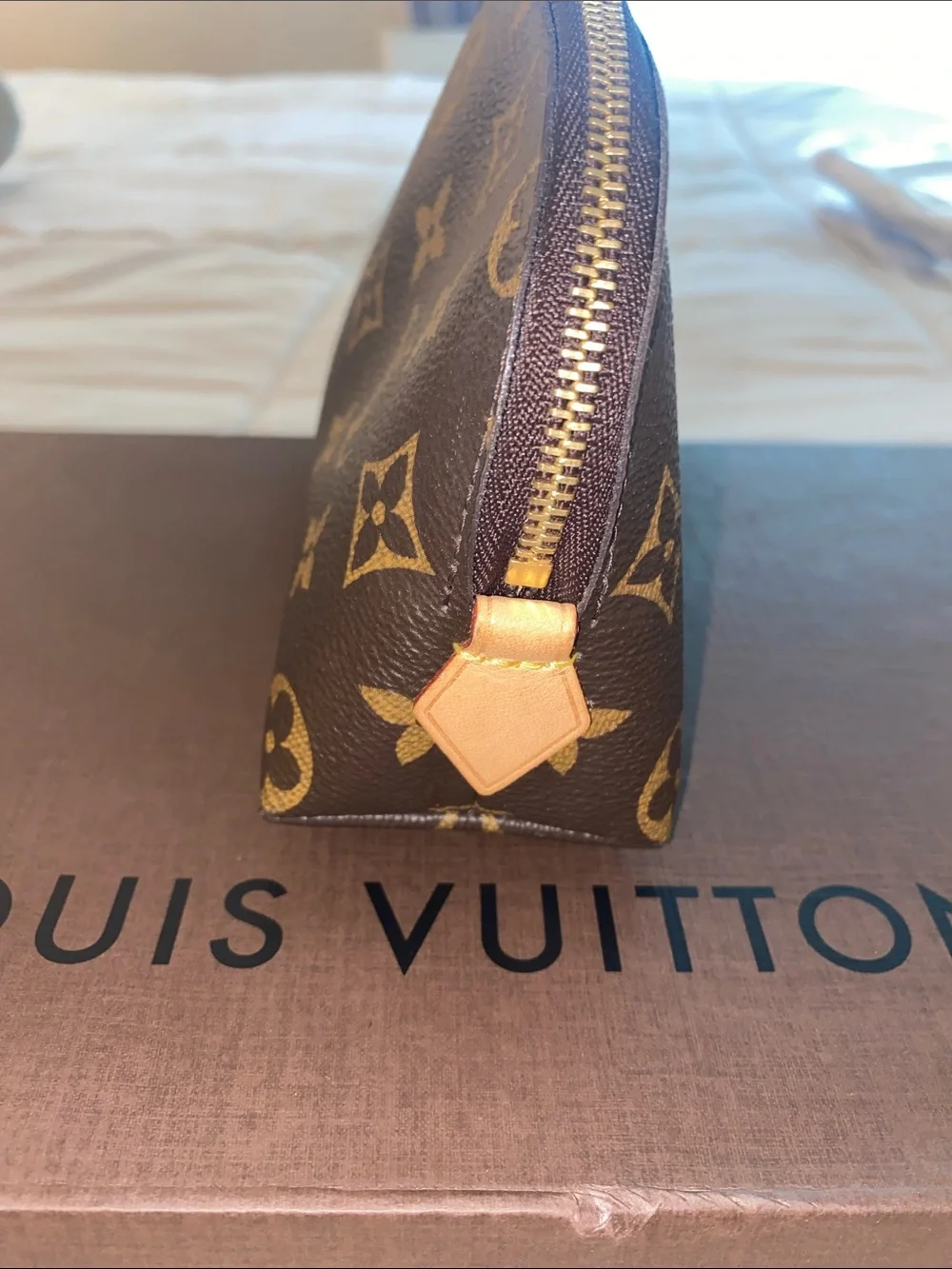 Louis Vuitton Monogram Pattern Cosmetic Case - Brown & Gold Accents